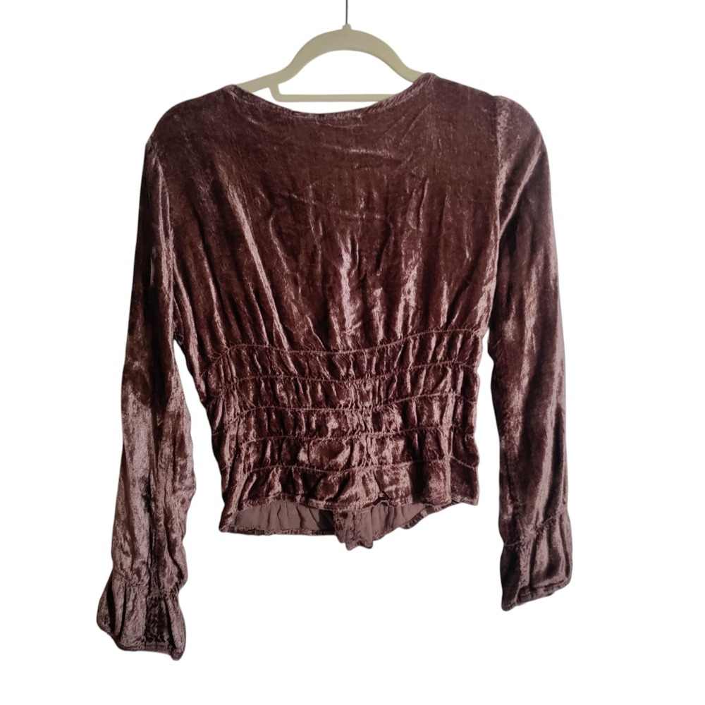 Vintage Y2K GNW Long Sleeve Cropped Pink Velvet Shirt Size Small - Picture 2 of 8